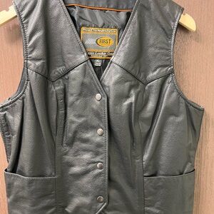 Women's Black Riding Leather Vest